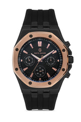 DAVID GUNER Rose Black Coated Men's Watch with Black Band
