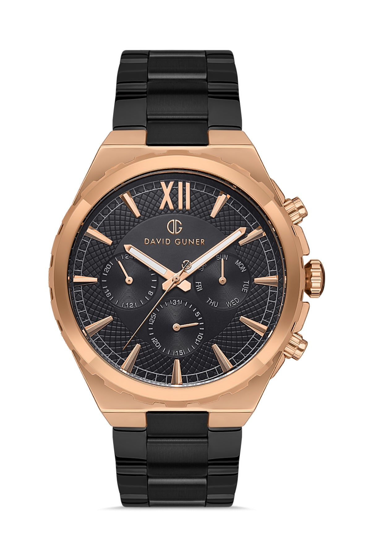 DAVID GUNER Rose siyah Kaplamalı Siyah Kadranlı Erkek Kol Saati - DG-8410GA-R2