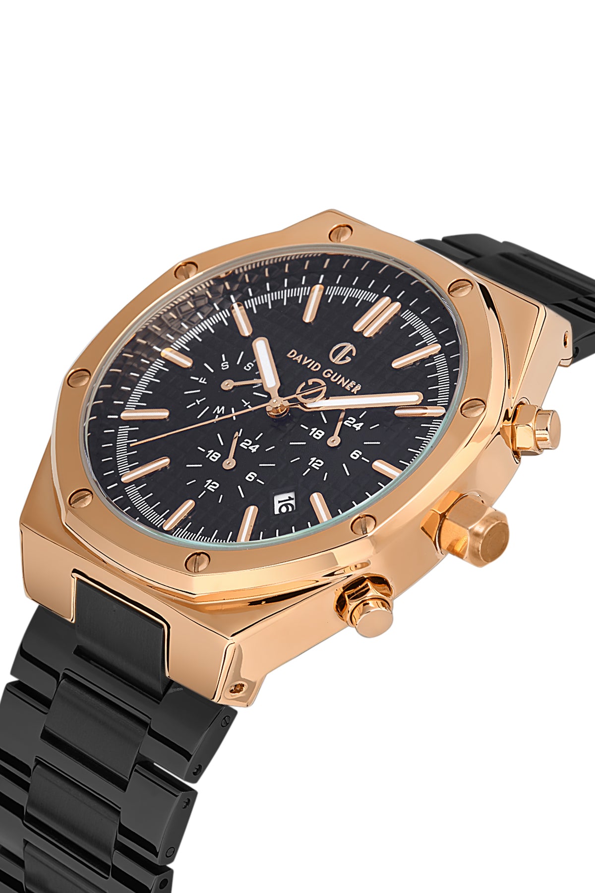 DAVID GUNER Rose Siyah Kaplamalı Siyah Kadranlı Erkek Kol Saati - DG-8411GA-R2