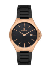 DAVID GUNER Rose Plating Men's Watch with Black Dial and Black Band