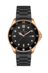 DAVID GUNER Rose Siyah Kaplama Siyah Kadranlı Takvimli Paslanmaz Masif Çelik Erkek Kol Saati - DG-8461GA-R2