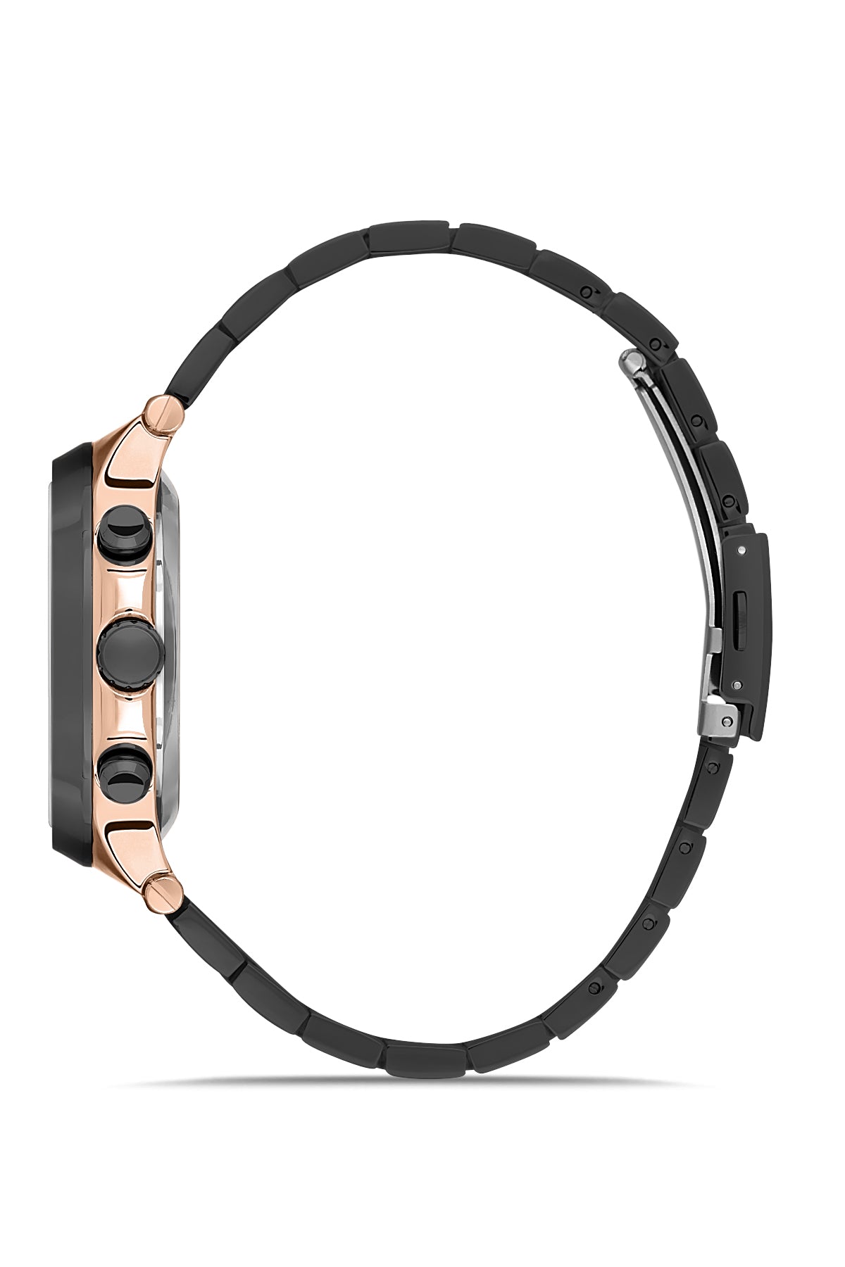 DAVID GUNER Rose Kaplama Siyah Kadranlı Paslanmaz Masif Çelik Erkek Kol Saati - DG-8522GA-R2