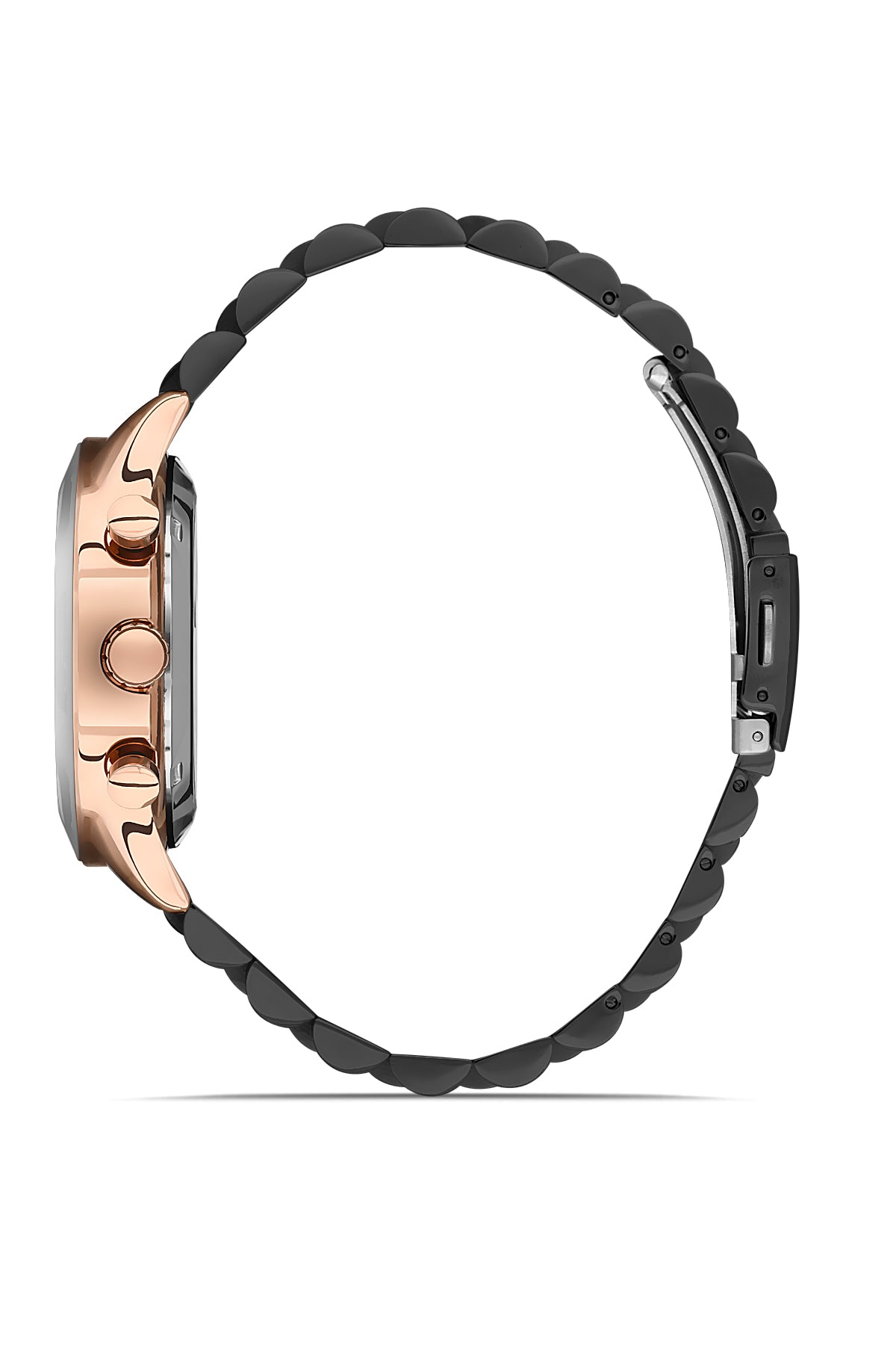 DAVID GUNER Siyah Kadranlı Rose Siyah Kaplama Paslanmaz Masif Çelik Kordonlu Multi Fonksiyonlu Erkek Kol Saati