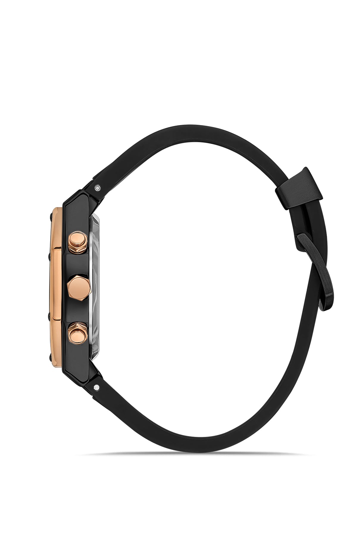 DAVID GUNER Rose Siyah Kaplama Multi Fonksiyonlu Siyah Kadranlı Silikon Kayışlı Erkek Kol Saati - DG-8821GD-R2