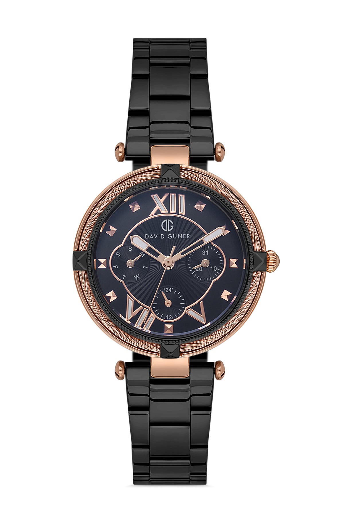 DAVID GUNER ROSE SİYAH KAPLAMALI SİYAH KADRANLI KADIN KOL SAATİ - DG-8176LA-R2