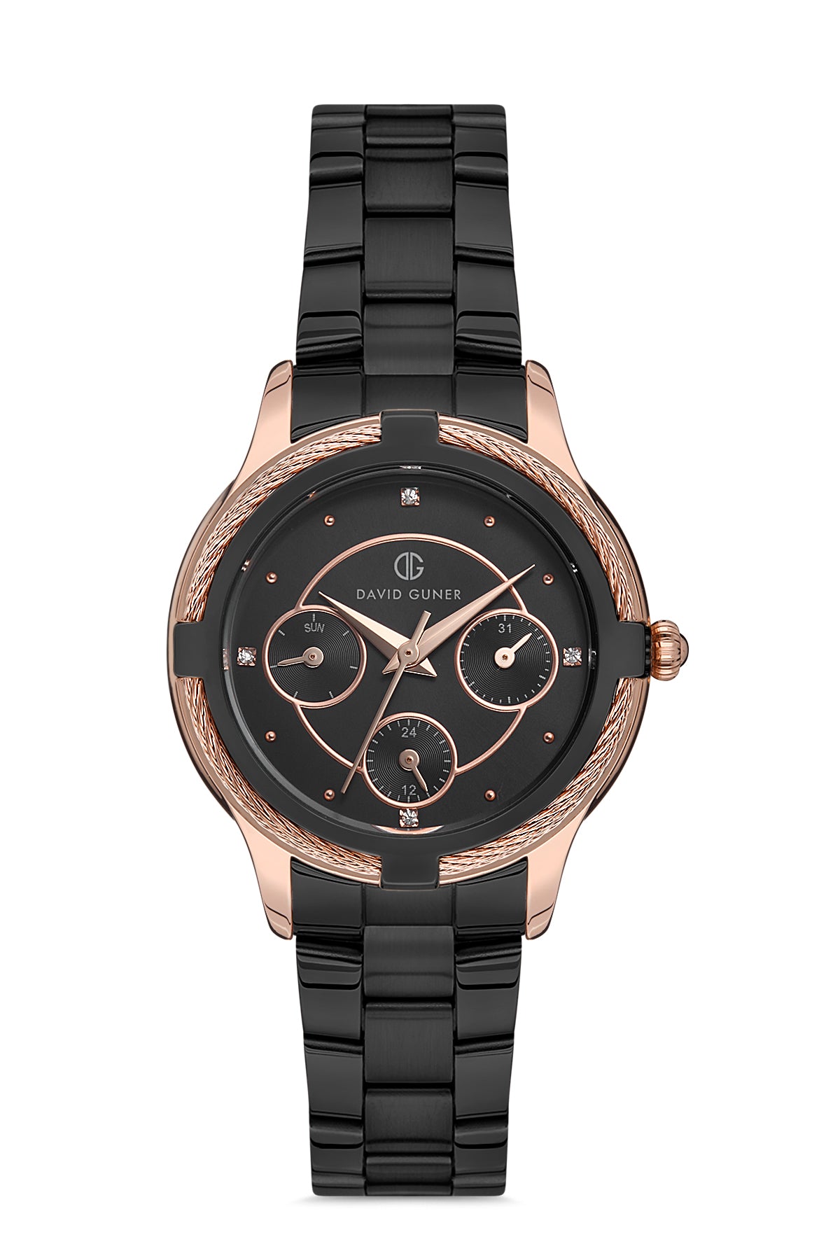 DAVID GUNER ROSE SİYAH KAPLAMALI SİYAH KADRANLI KADIN KOL SAATİ DG-8181LA-R2
