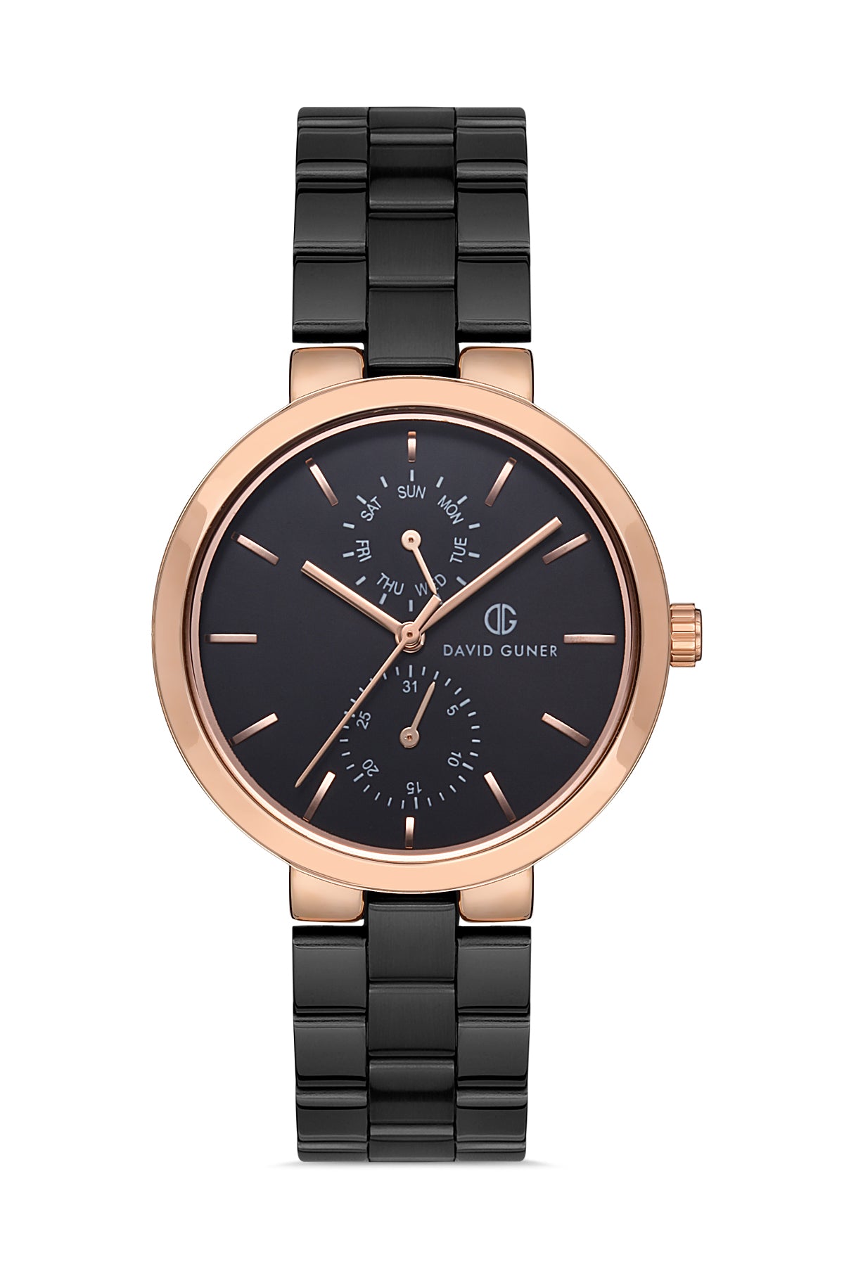 DAVID GUNER ROSE SİYAH KAPLAMALI SİYAH KADRANLI KADIN KOL SAATİ - DG-8222LA-R2