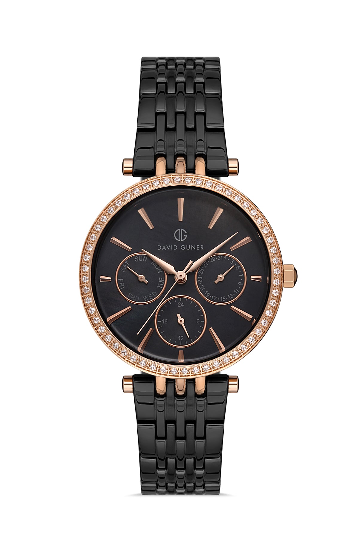 DAVID GUNER ROSE SİYAH KAPLAMALI SİYAH KADRANLI KADIN KOL SAATİ DG-8253LA-R2