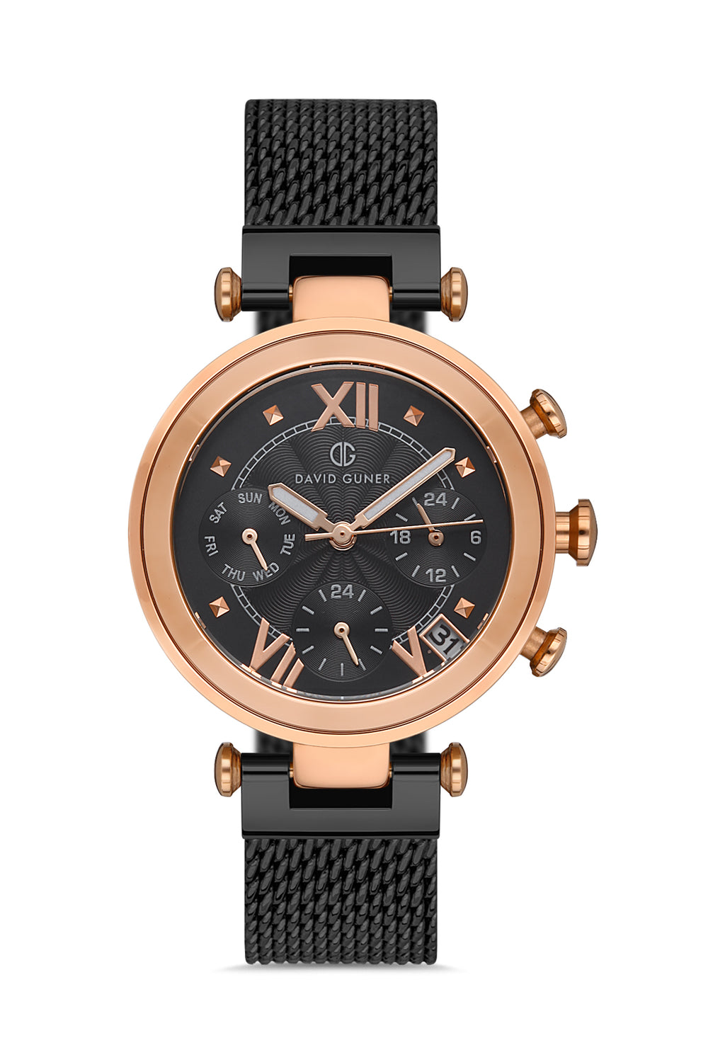 Davıd Guner Multi-Functional Women's Watch with Steel Knitted Band