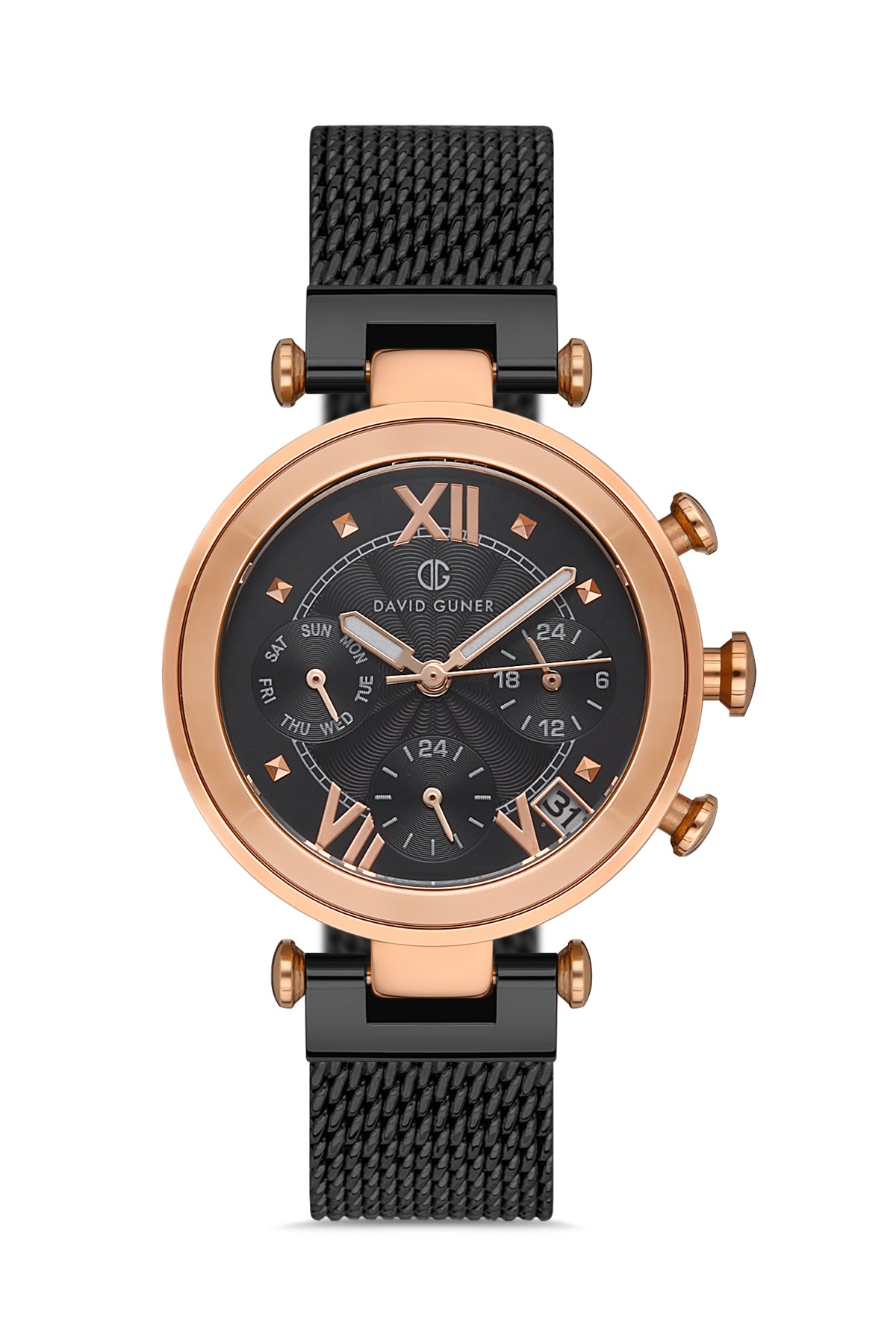 DAVID GUNER Multi Fonksiyonlu Çelik Örme Kordonlu Kadın Kol Saati - DG-8280LC-R2