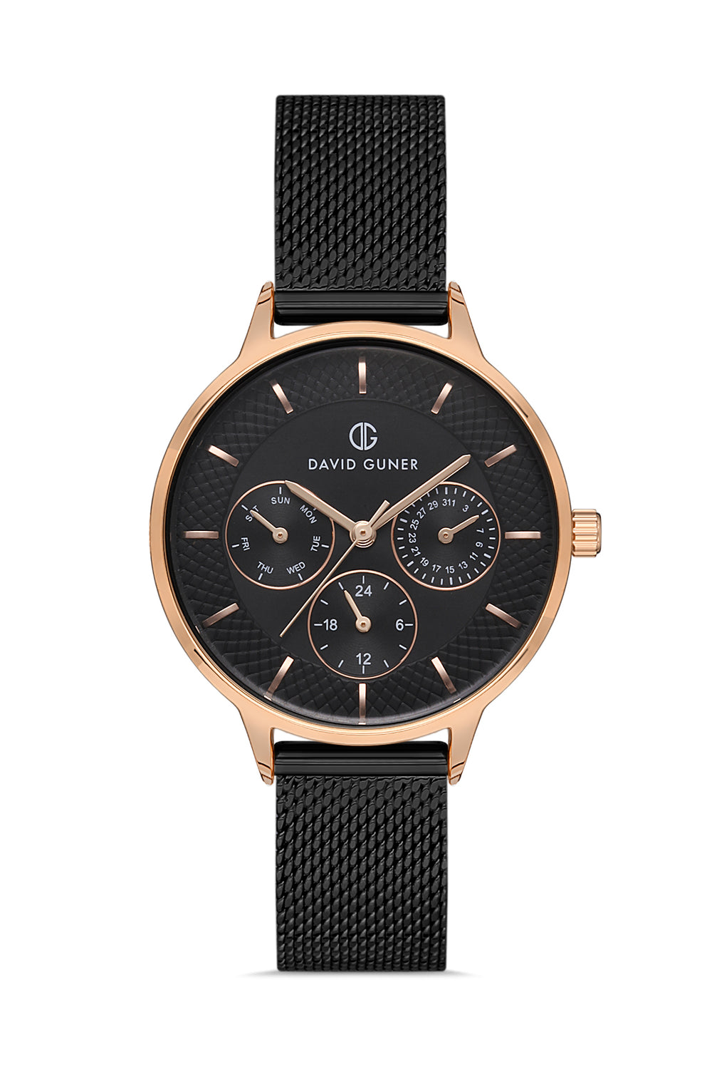 DAVID GUNER Kadın Kol Saati Siyah Kadran Rose ve Siyah Kasa DG-8310LC-R2