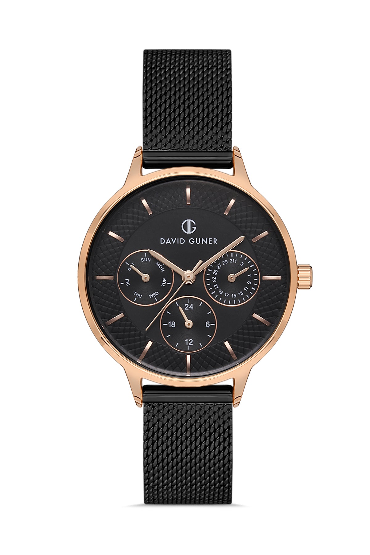 DAVID GUNER ROSE SİYAH KAPLAMALI SİYAH KADRANLI KADIN KOL SAATİ DG-8310LC-R2