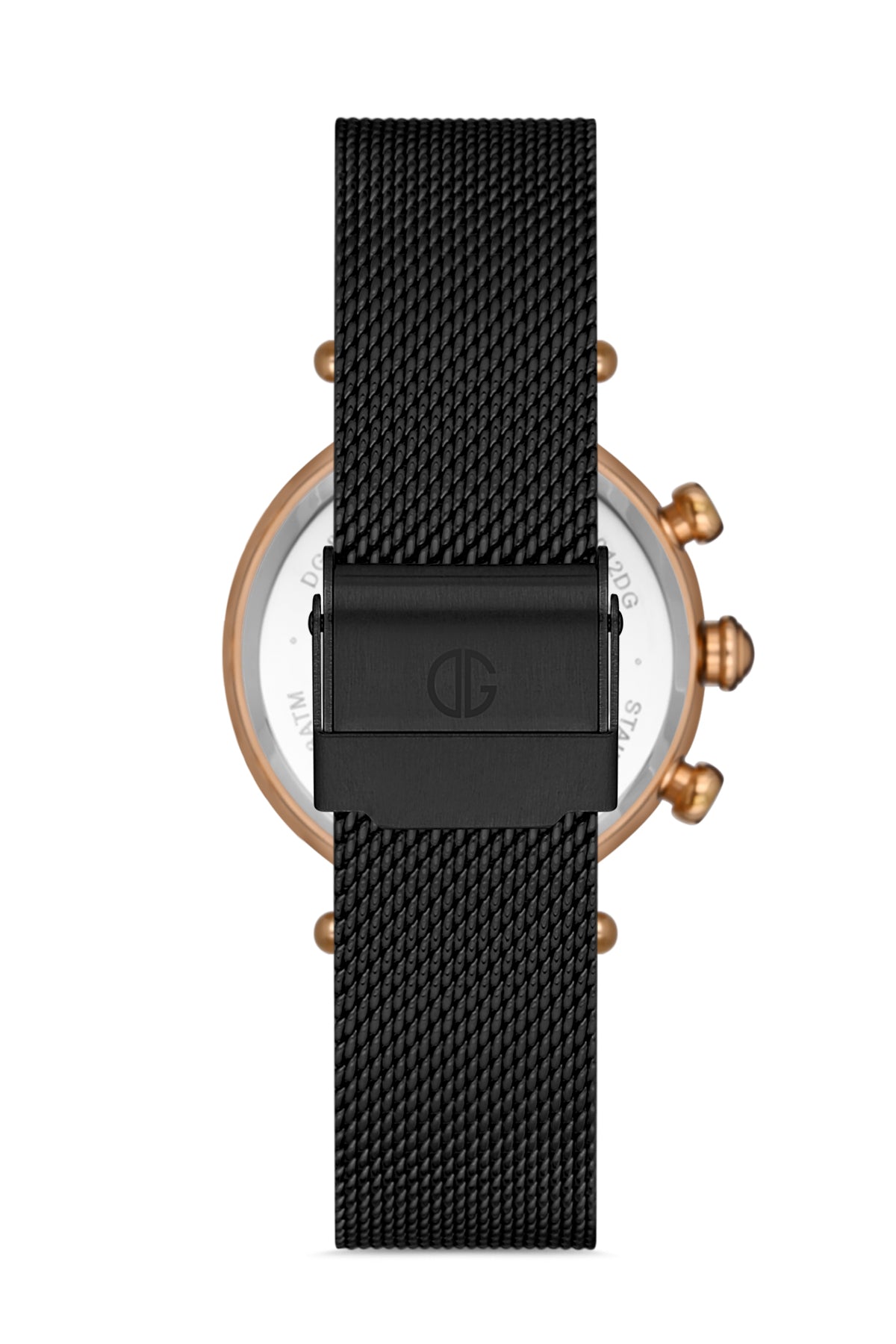 DAVID GUNER Rose Siyah Kaplama Siyah Kadranlı Multi Fonksiyon Çelik Örme Kordonlu Kadın Kol Saati - DG-8319LC-R2