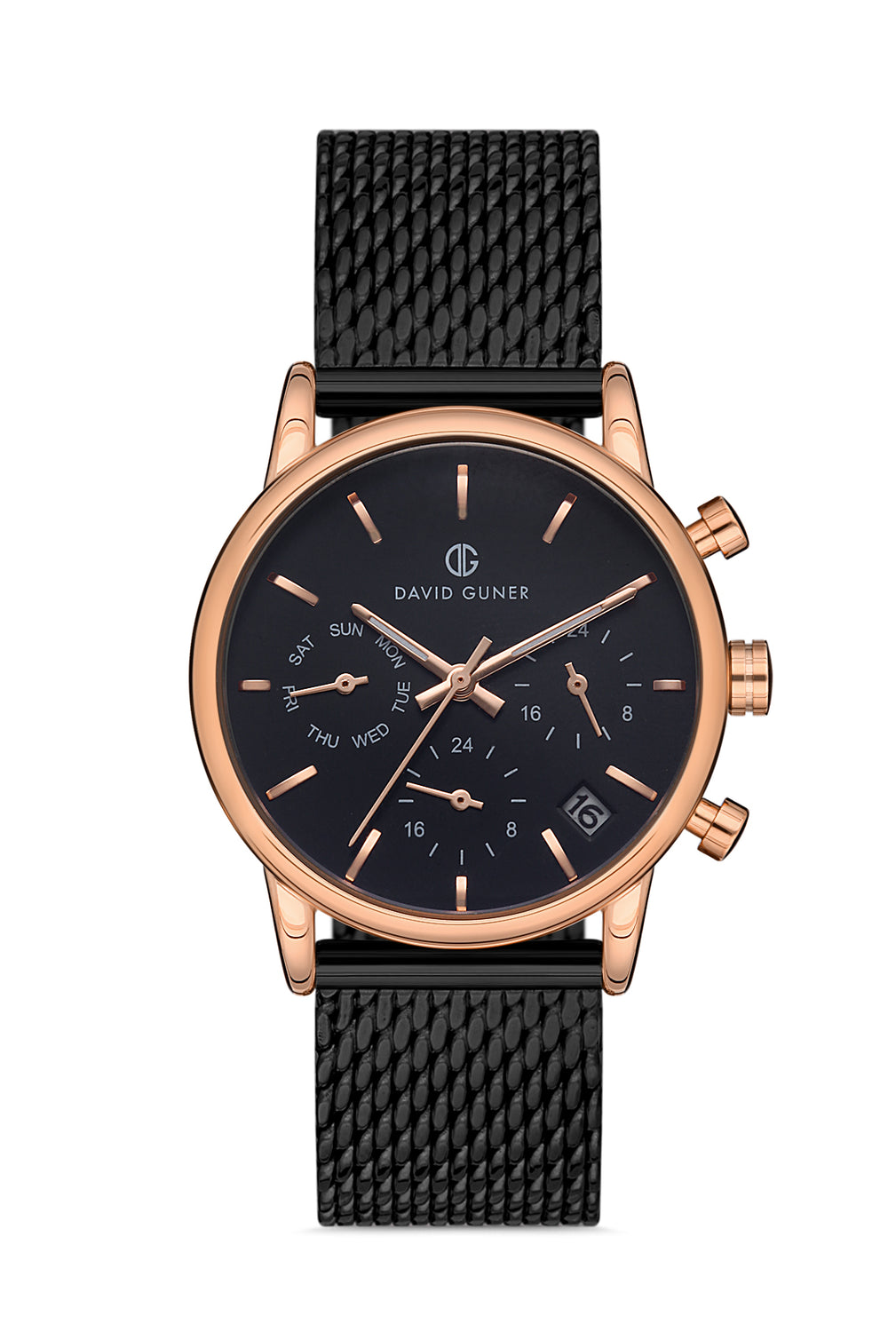 DAVID GUNER Kadın Kol Saati Siyah Kadran Rose ve Siyah Kasa DG-8322LC-R2
