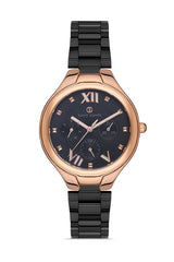 DAVID GUNER ROSE SİYAH KAPLAMALI SİYAH KADRANLI KADIN KOL SAATİ - DG-8346LA-R2