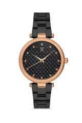 DAVID GUNER ROSE SİYAH KAPLAMALI SİYAH KADRANLI KADIN KOL SAATİ DG-8366LA-R2