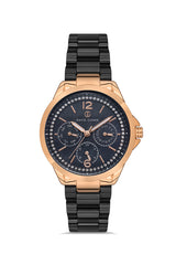 DAVID GUNER Rose Black Coated Black Dial Women's Watch