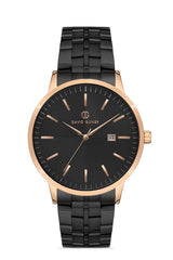 DAVID GUNER Rose Black Coated Black Dial Calendar Men's Watch