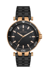 DAVID GUNER Rose Siyah Kaplamalı Siyah Kordonlu Takvimli Erkek Kol Saati - DG-8393GA-R2