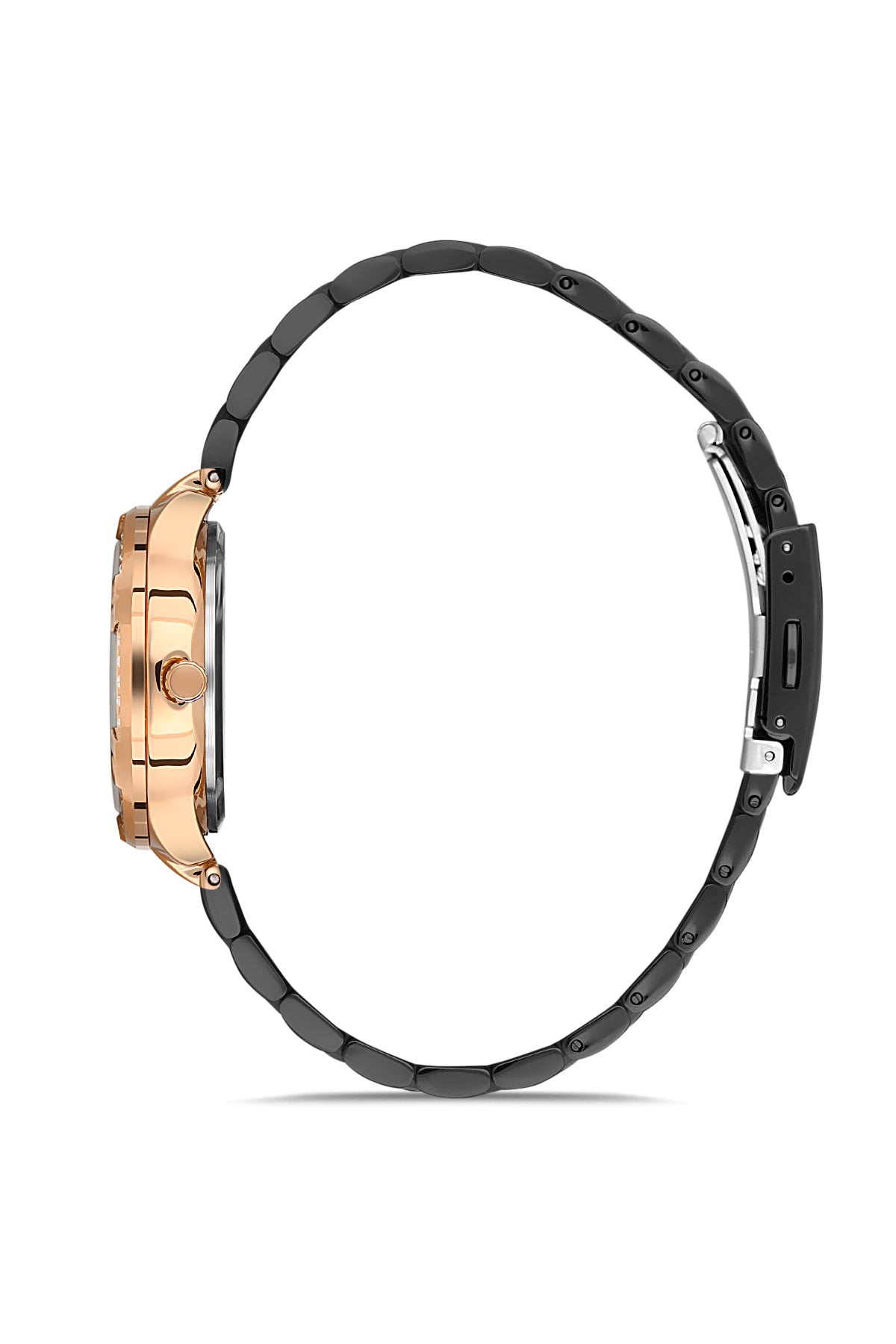 DAVID GUNER Rose Black Coated Calendar Women's Watch