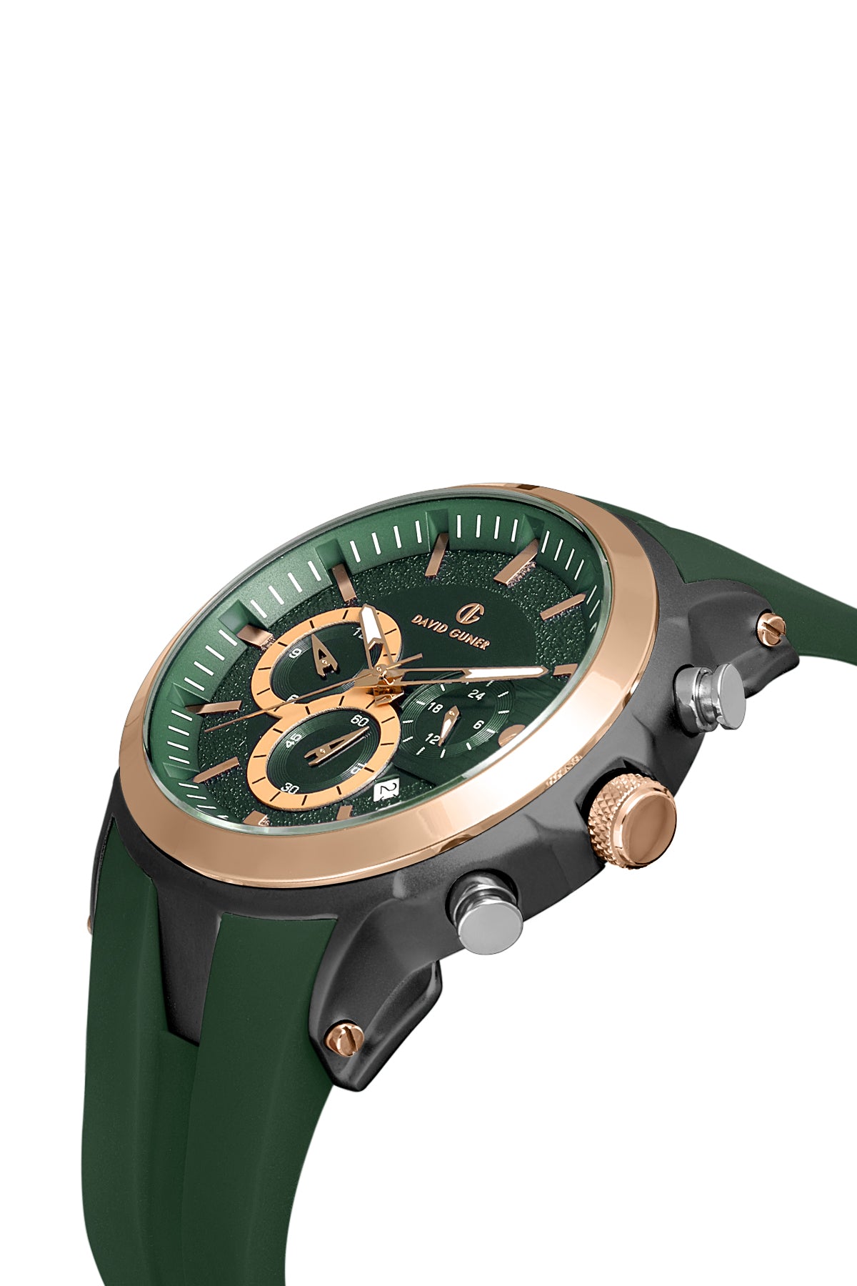 David Guner Green Silicone Band Men's Watch