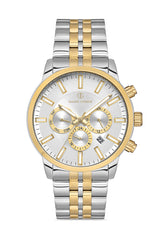 DAVID GUNER Sarı Beyaz Kaplama Gümüş Kadran Multifonksiyonlu Erkek Kol Saati - DG-8449GA-D1