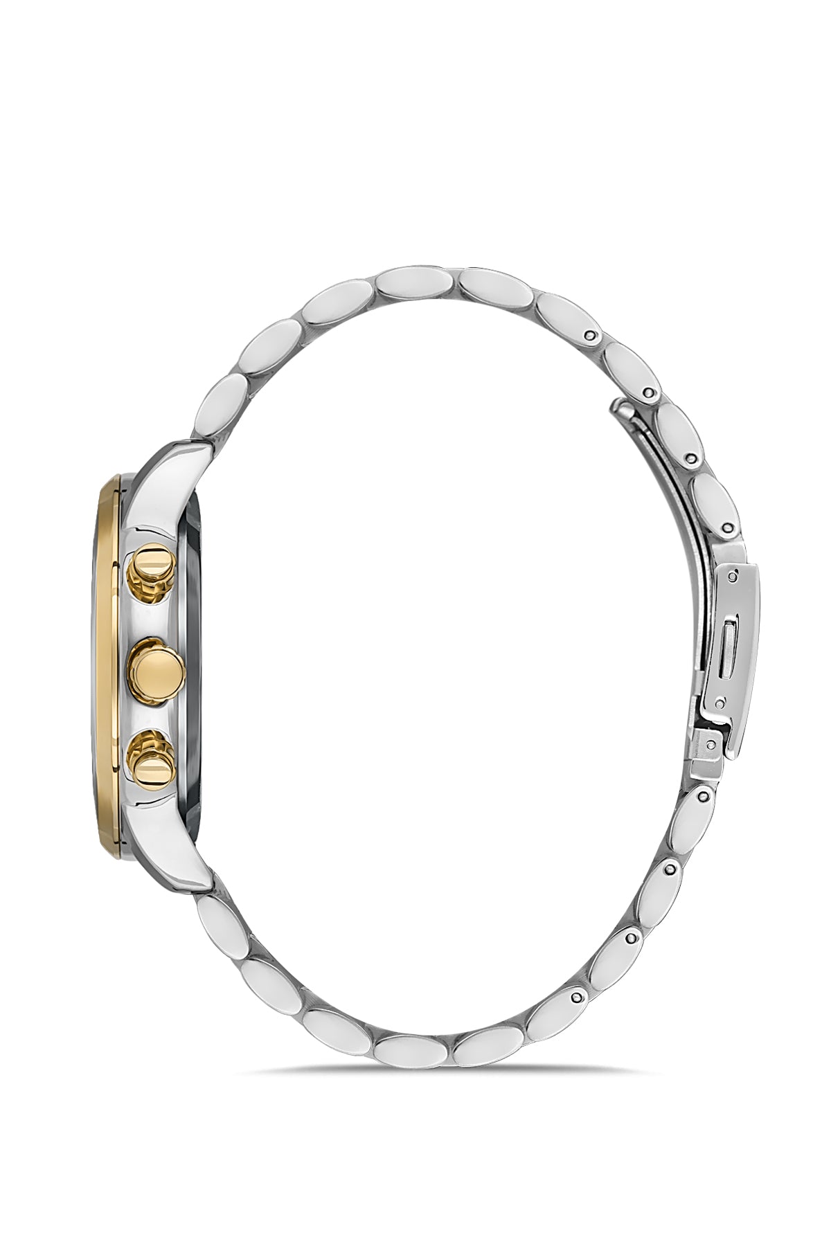 DAVID GUNER Sarı Beyaz Kaplama Gümüş Kadran Multifonksiyonlu Erkek Kol Saati - DG-8449GA-D1