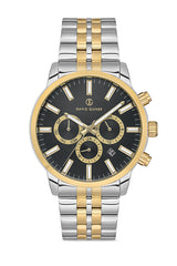 DAVID GUNER Sarı Beyaz Kaplama Siyah Kadran Multifonksiyonlu Erkek Kol Saati - DG-8449GA-D2