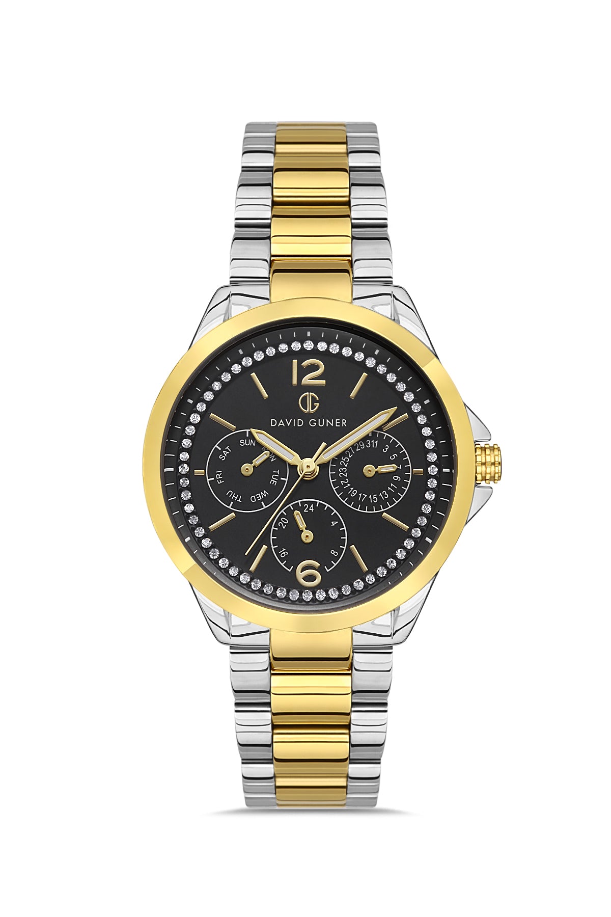 DAVID GUNER Yellow White Coated Black Dial Women's Watch