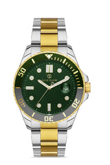 DAVID GUNER Sarı Beyaz Kaplama Yeşil Kadranlı Erkek Kol Saati - DG-8371GA-D10