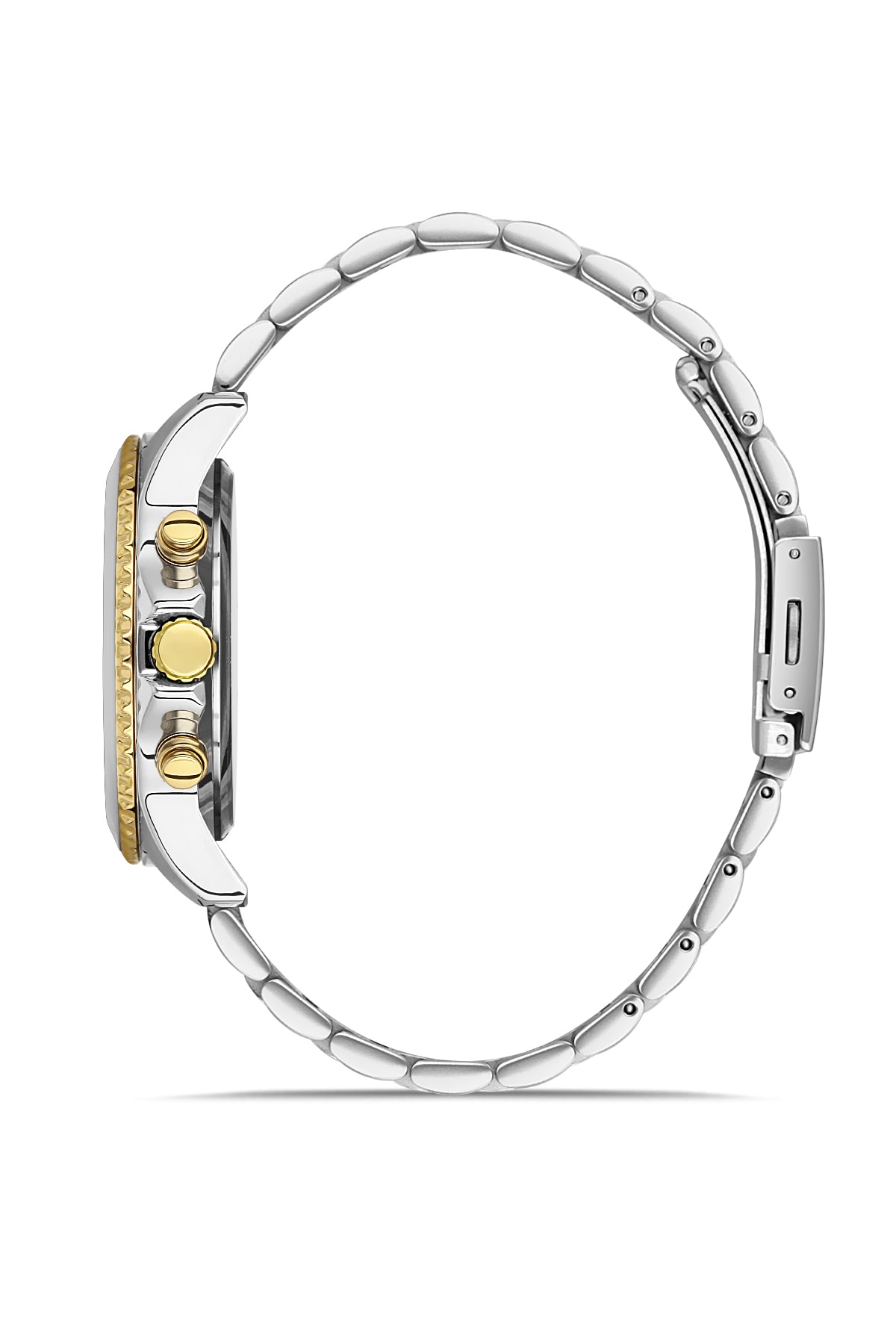 DAVID GUNER Sarı Beyaz Kaplama Yeşil Kadranlı Multi Fonksiyonlu Paslanmaz Masif Çelik Erkek Kol Saati - DG-8243GA-D10