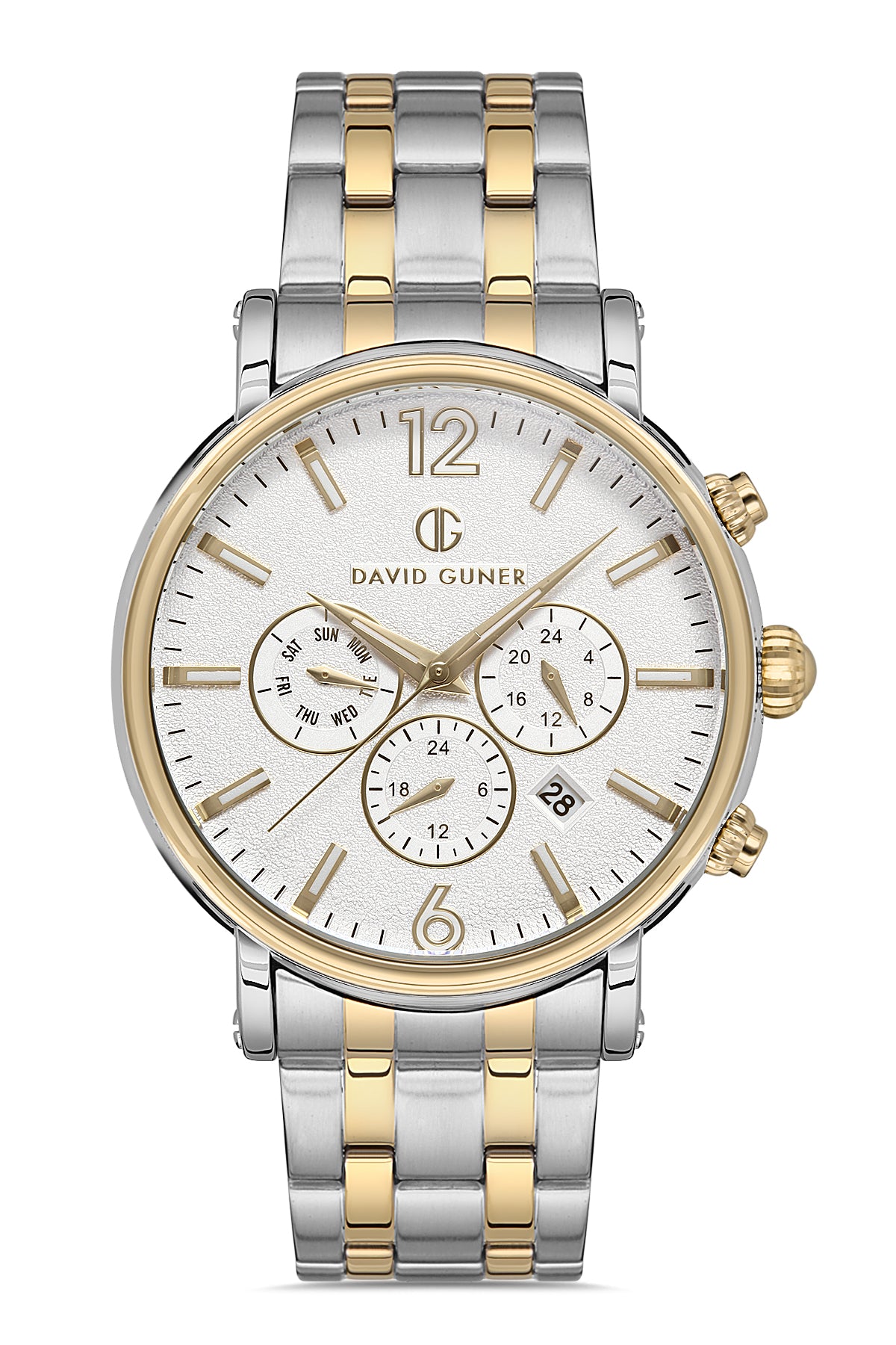 DAVID GUNER SARI BEYAZ KAPLAMALI BEYAZ KADRANLI ERKEK KOL SAATİ DG-8187GA-D1