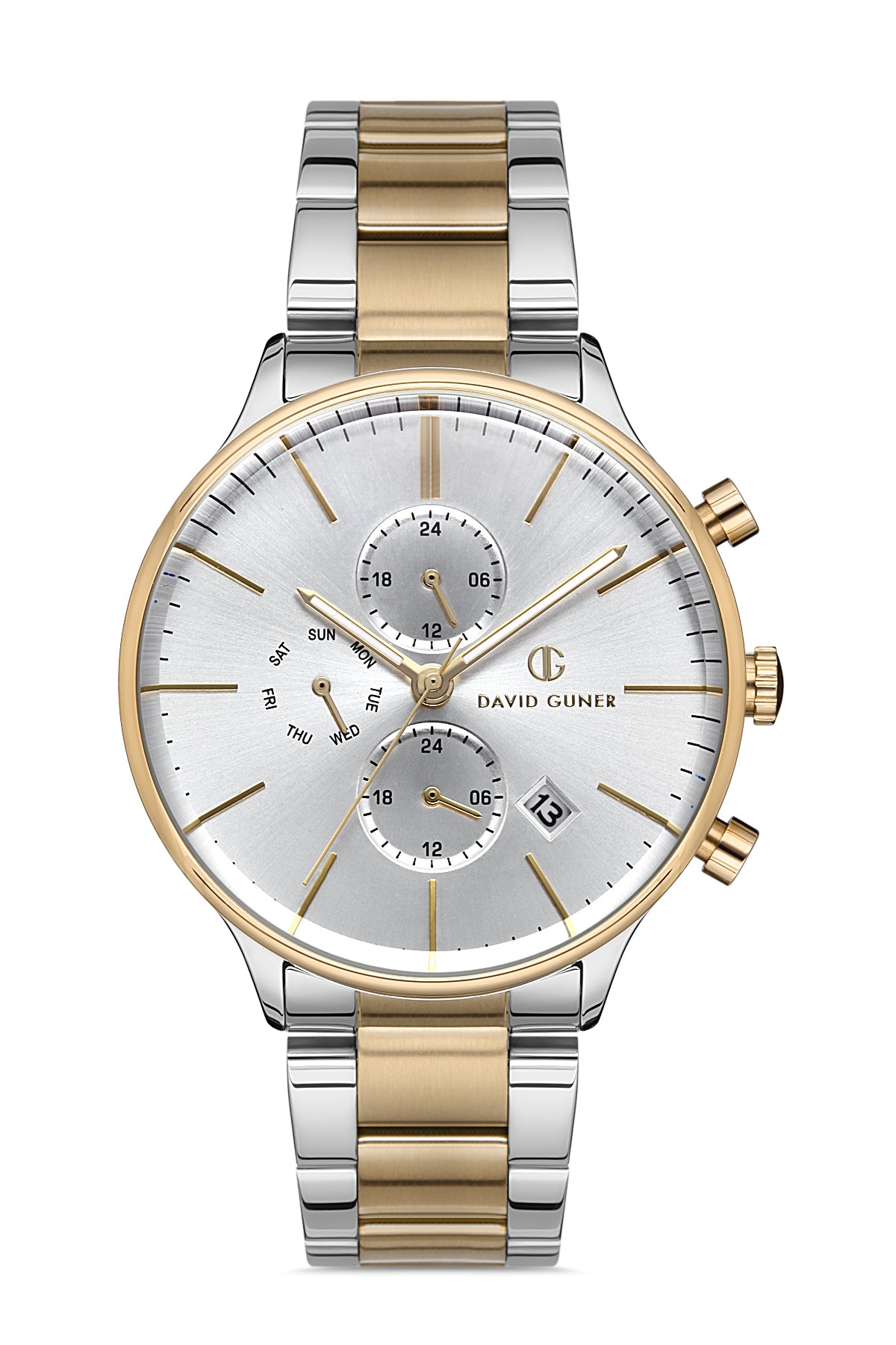 DAVID GUNER SARI BEYAZ KAPLAMALI BEYAZ KADRANLI ERKEK KOL SAATİ DG-8188GA-D1