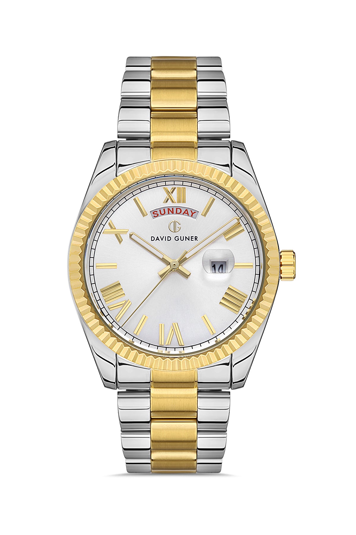 DAVID GUNER SARI BEYAZ KAPLAMALI BEYAZ KADRANLI ERKEK KOL SAATİ DG-8329GA2-D1