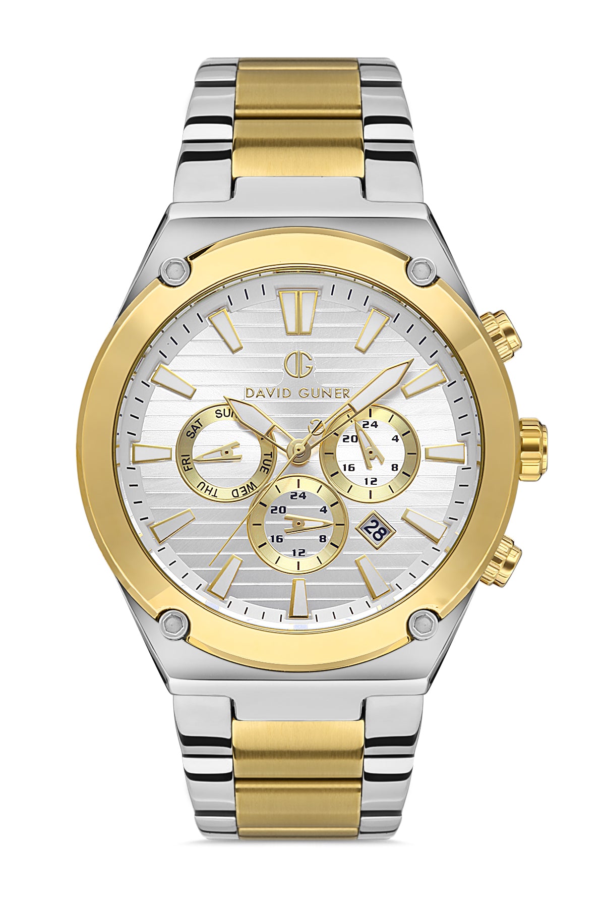 DAVID GUNER SARI BEYAZ KAPLAMALI BEYAZ KADRANLI ERKEK KOL SAATİ DG-8360GA-D1
