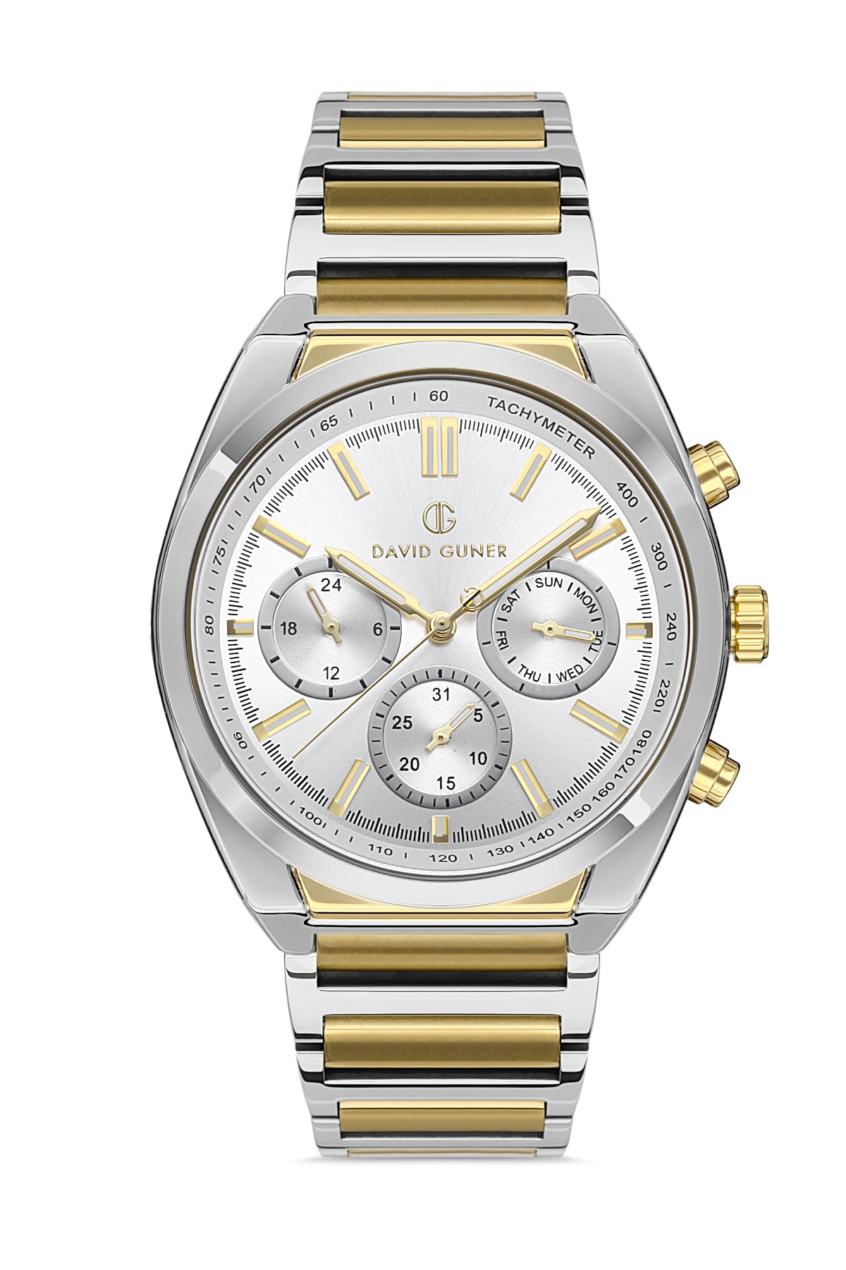 DAVID GUNER SARI BEYAZ KAPLAMALI BEYAZ KADRANLI ERKEK KOL SAATİ DG-8387GA-D1