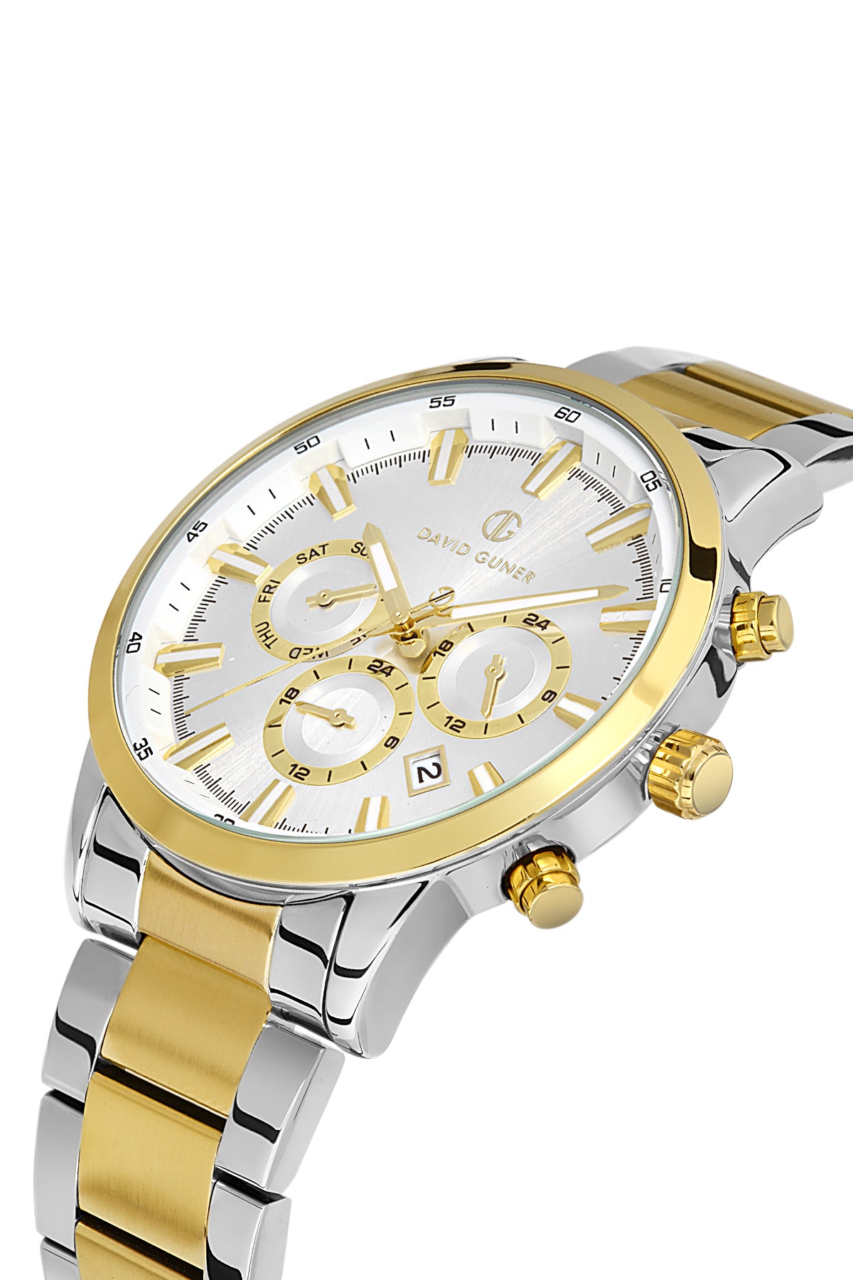 DAVID GUNER SARI BEYAZ KAPLAMALI BEYAZ KADRANLI ERKEK KOL SAATİ DG-8392GA-D1