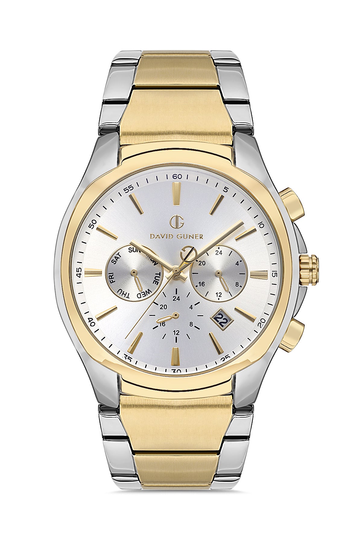 DAVID GUNER SARI BEYAZ KAPLAMALI BEYAZ KADRANLI ERKEK KOL SAATİ - DG-8395GA-D1