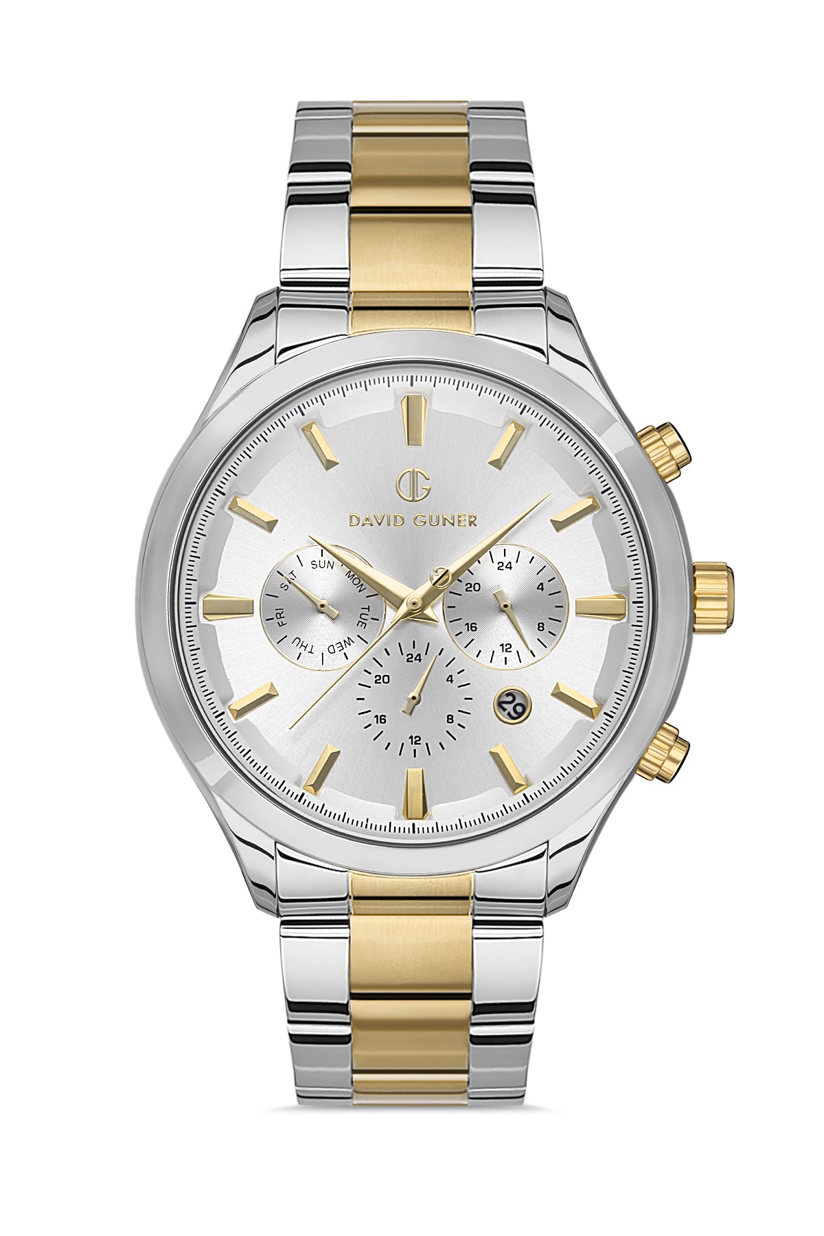 DAVID GUNER SARI BEYAZ KAPLAMALI BEYAZ KADRANLI ERKEK KOL SAATİ - DG-8400GA-D1