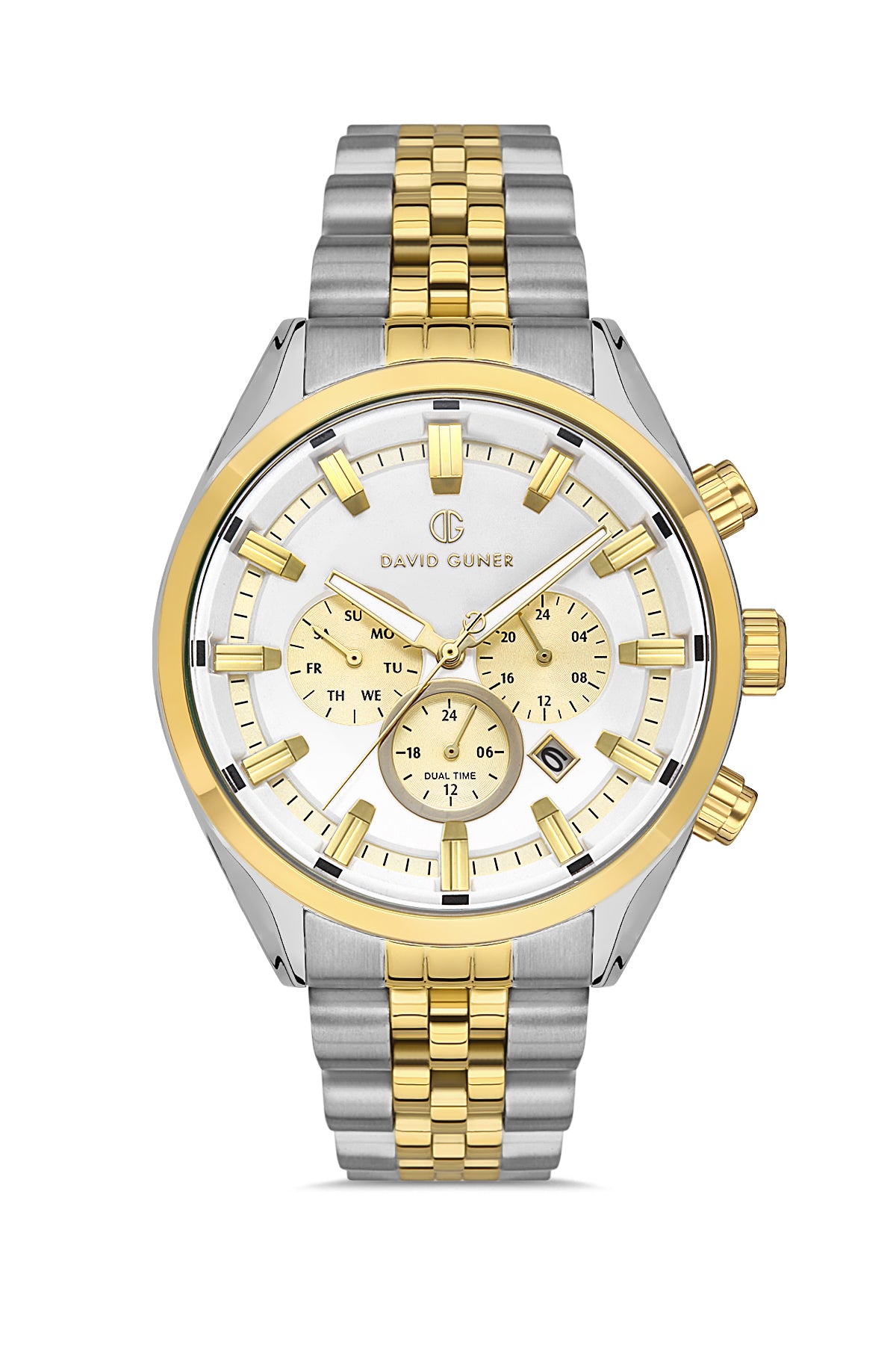 DAVID GUNER SARI BEYAZ KAPLAMALI BEYAZ KADRANLI ERKEK KOL SAATİ DG-8402GA-D1
