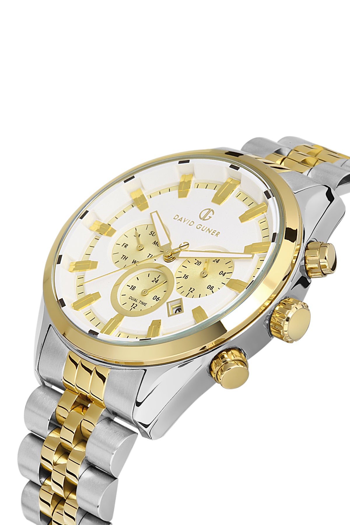 DAVID GUNER SARI BEYAZ KAPLAMALI BEYAZ KADRANLI ERKEK KOL SAATİ DG-8402GA-D1