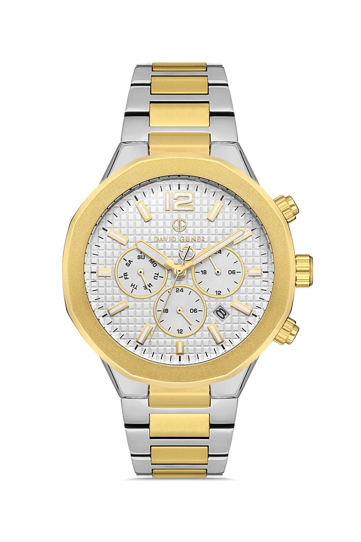 DAVID GUNER SARI BEYAZ KAPLAMALI BEYAZ KADRANLI ERKEK KOL SAATİ DG-8403GA-D1