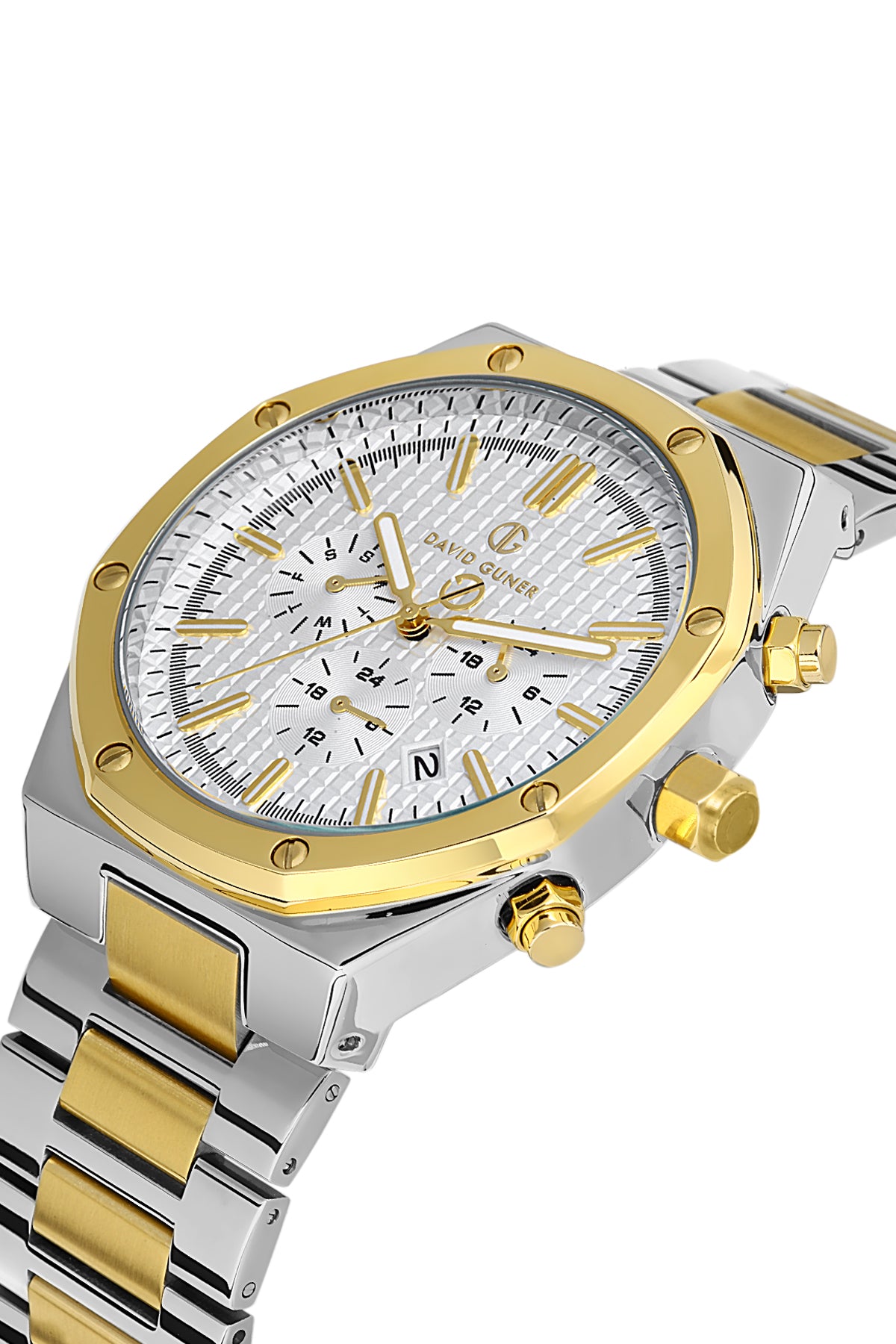DAVID GUNER Sarı Beyaz Kaplama Erkek Kol Saati - DG-8411GA-D1