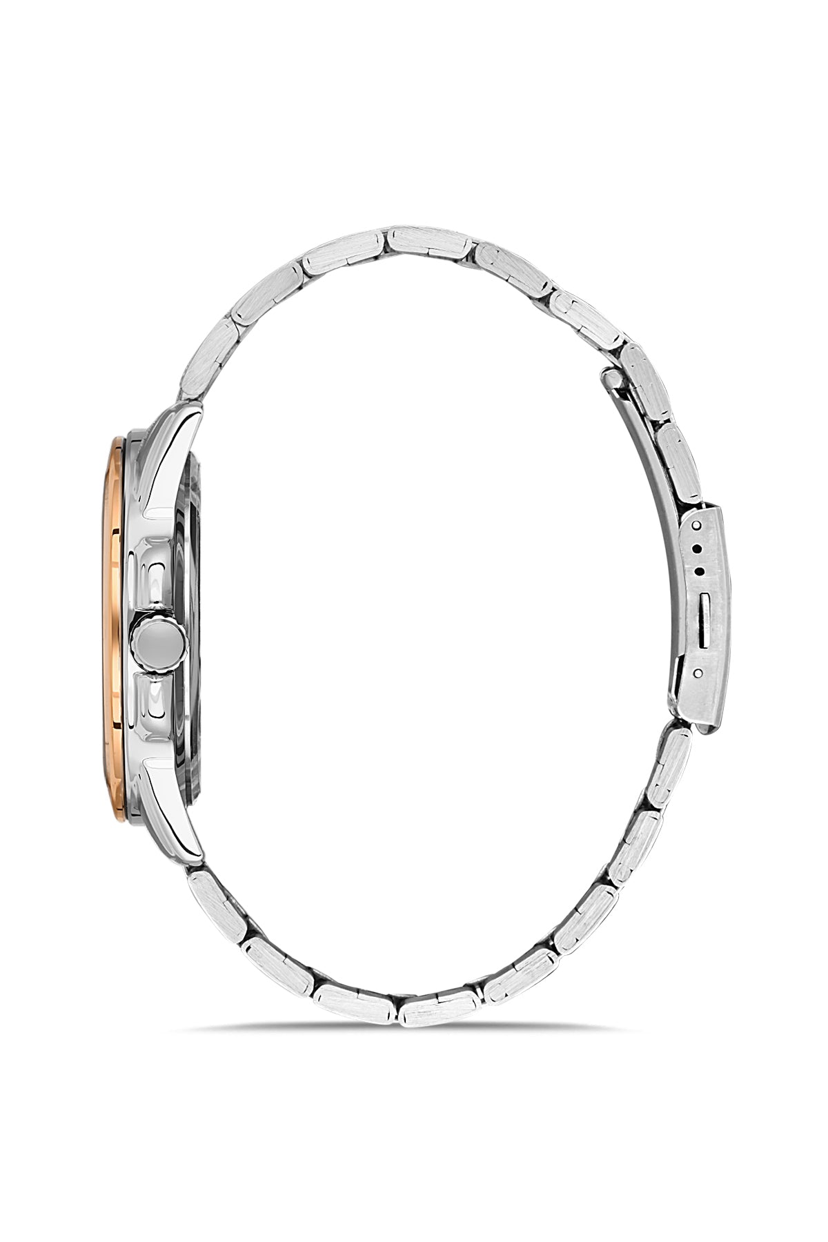 DAVID GUNER Gümüş Kaplamalı Rose Kadranlı Takvimli Paslanmaz Çelik Erkek Kol Saati - DG-8469GA-E1