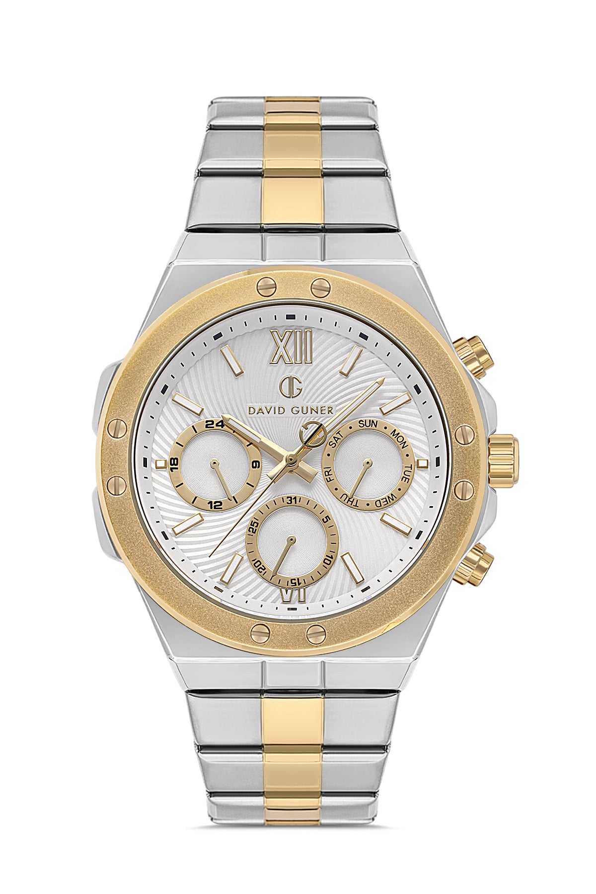 DAVID GUNER SARI BEYAZ KAPLAMALI BEYAZ KADRANLI ERKEK KOL SAATİ DG-8607GA-D1