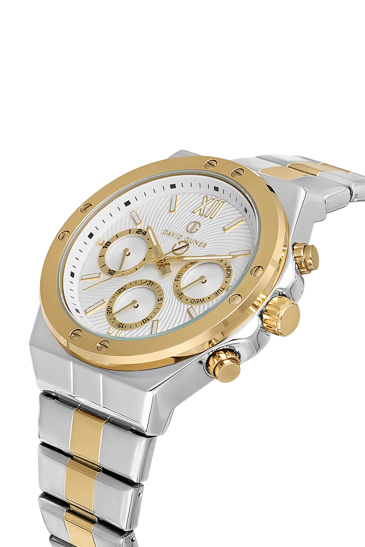 DAVID GUNER SARI BEYAZ KAPLAMALI BEYAZ KADRANLI ERKEK KOL SAATİ DG-8607GA-D1