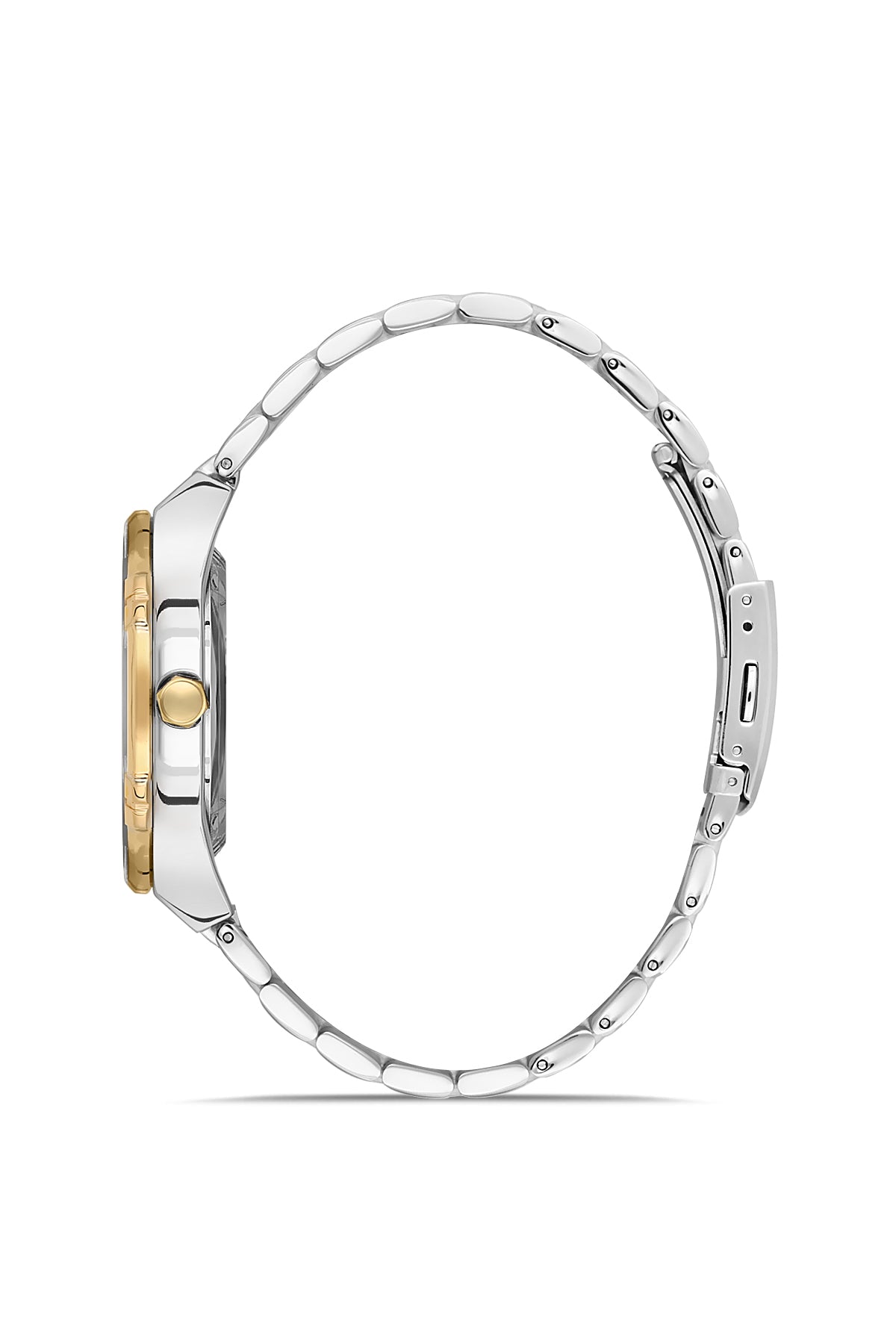 DAVID GUNER Gümüş Kadranlı Sarı Beyaz Kaplama Paslanmaz Masif Çelik Kordonlu Otomatik Erkek Kol Saati