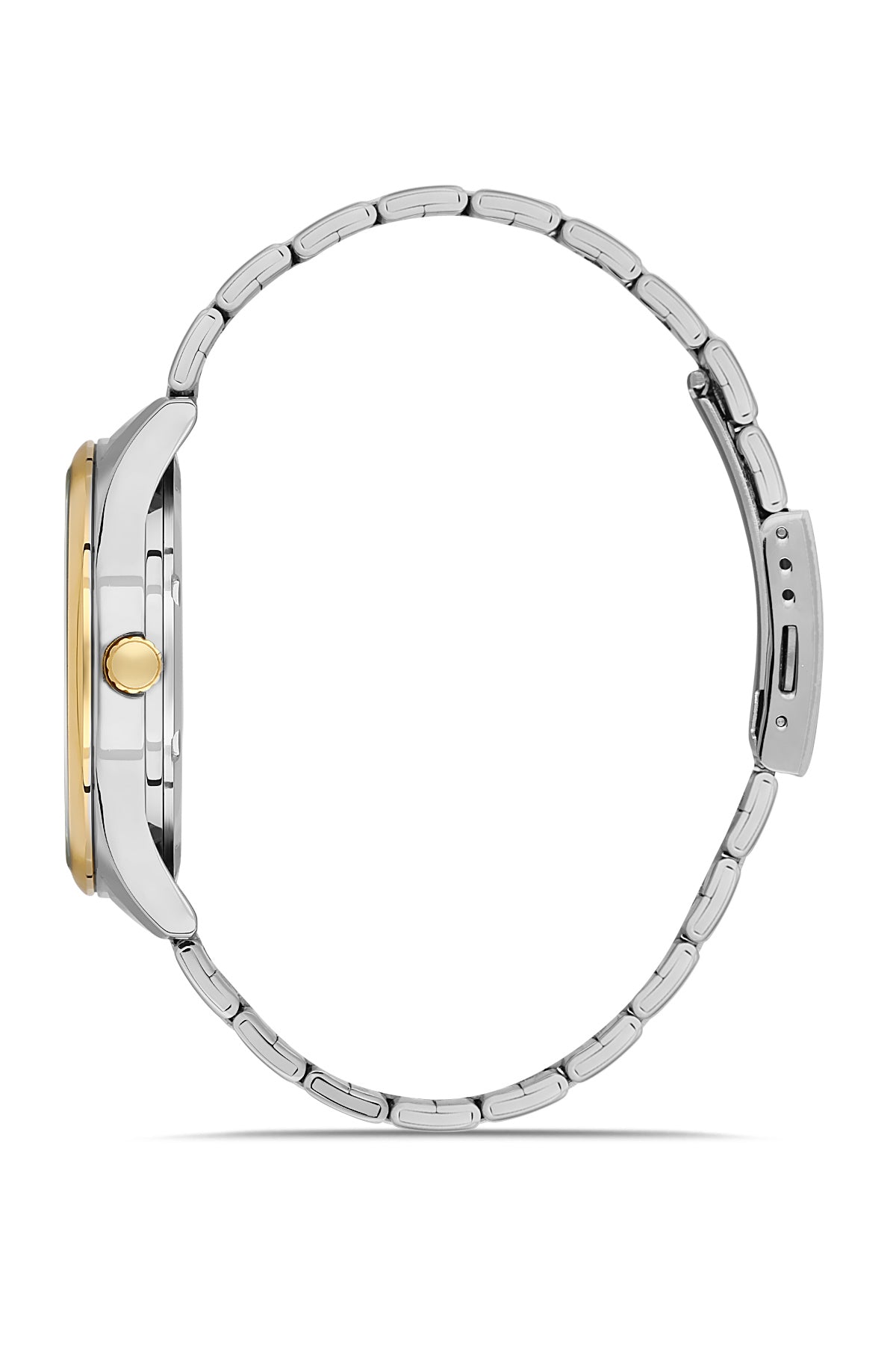 DAVID GUNER Sarı Beyaz Kaplama Gümüş Kadranlı Paslanmaz Masif Çelik Erkek Kol Saati - DG-8716GA-D1