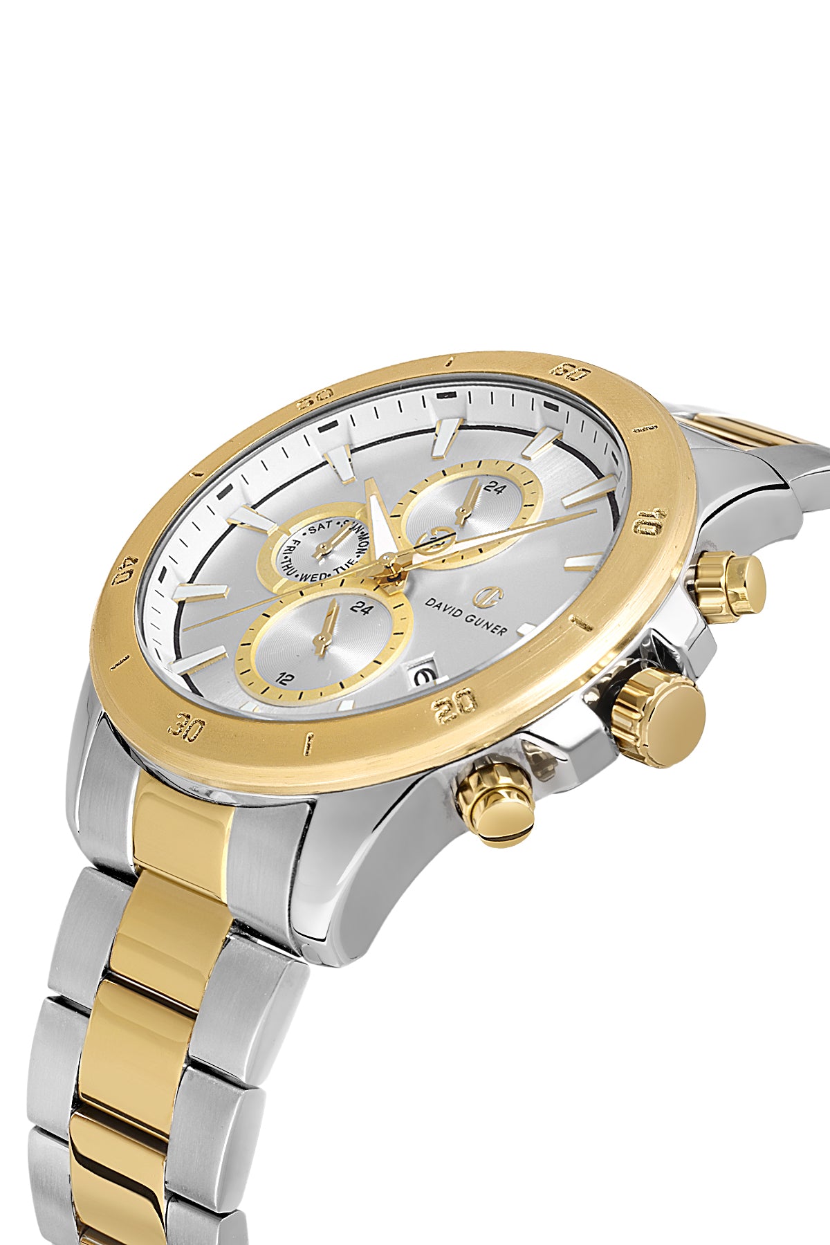 DAVID GUNER SARI BEYAZ KAPLAMALI BEYAZ KADRANLI ERKEK KOL SAATİ - DG-8742GA-D1
