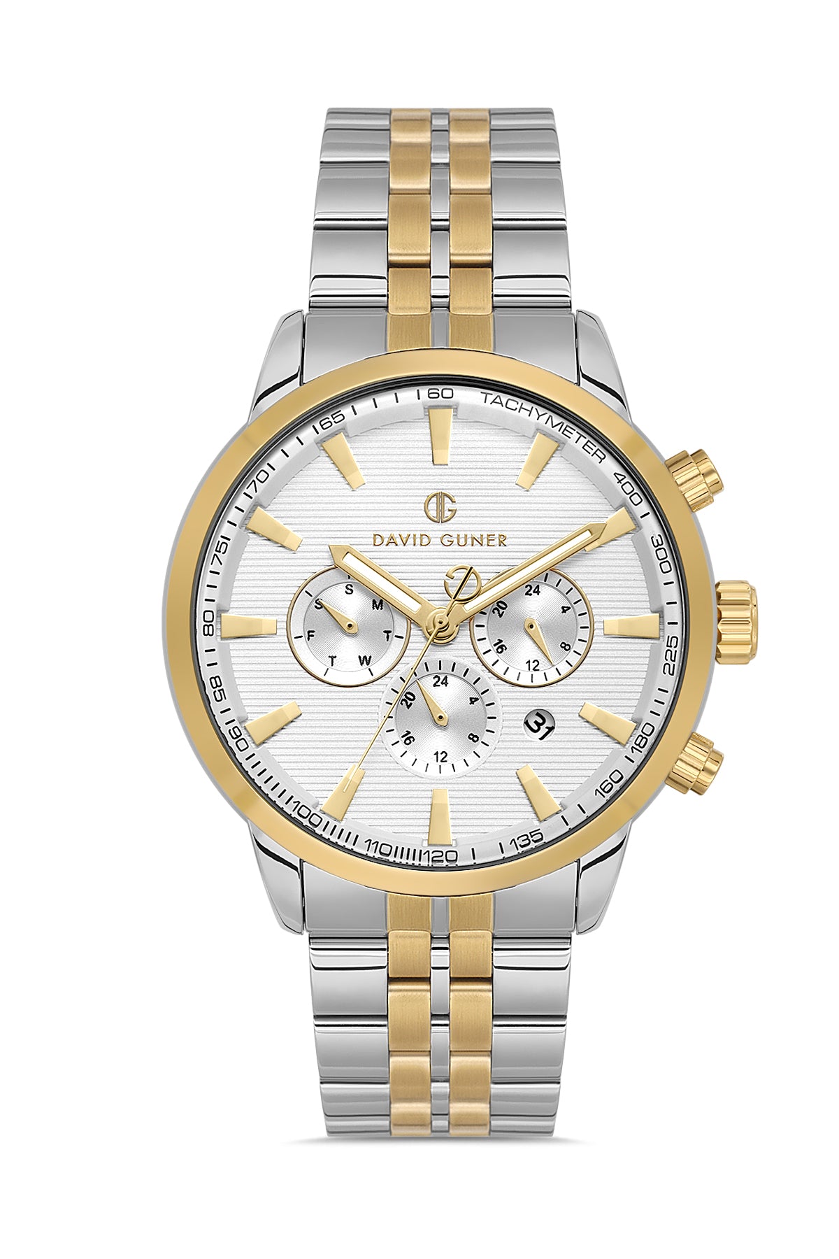 DAVID GUNER SARI BEYAZ KAPLAMALI BEYAZ KADRANLI ERKEK KOL SAATİ DG-8836GA-D1